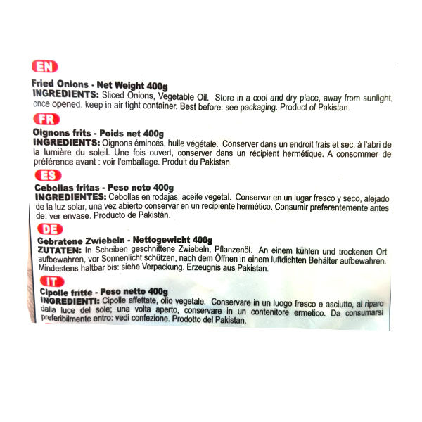 Ingredients Ahmed Fried Onions 400g