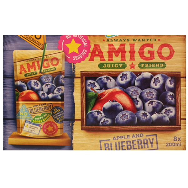 Amigo Apple & Blueberry Juice 8x200ml @SaveCo Online Ltd
