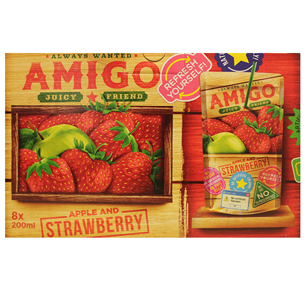 Amigo Apple & Strawberry Juice 8x200ml @SaveCo Online Ltd