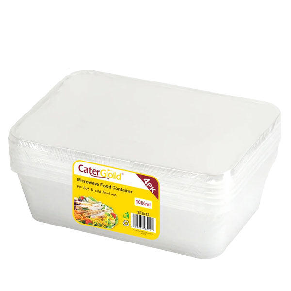 Cater Gold Reusable Microwave Food Container 4Pk 1000ml @SaveCo Online Ltd