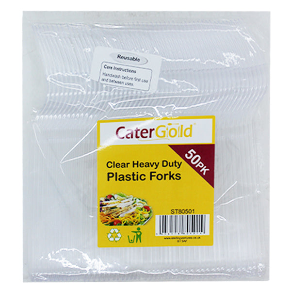 Cater Gold Reusable Clear Plastic Forks 50pk @SaveCo Online Ltd