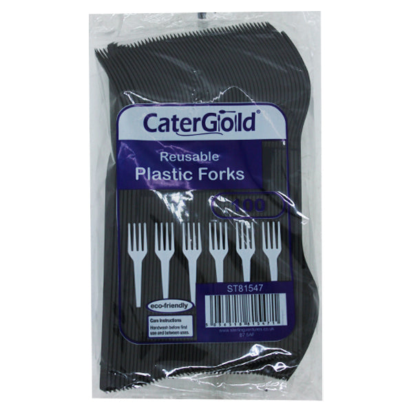 Cater Gold Reusable Plastic Forks 100pk @SaveCo Online Ltd