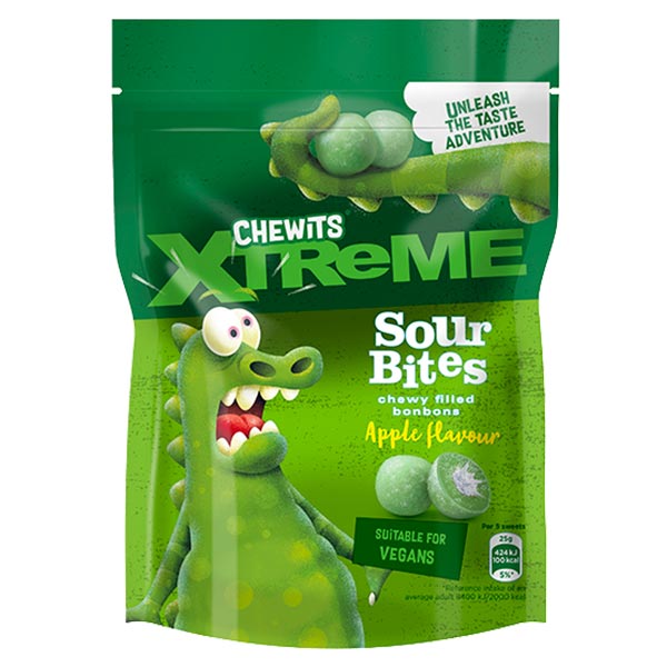 Chewits Xtreme Sour Bites Apple Flavour 115g Chewits Blue Raspberry Juicy Bites 115g @SaveCo Online Ltd