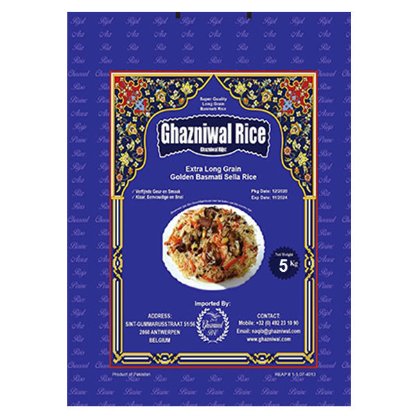 Ghazniwal Extra Long Golden Basmati Sella Rice 5kg @SaveCo Online Ltd