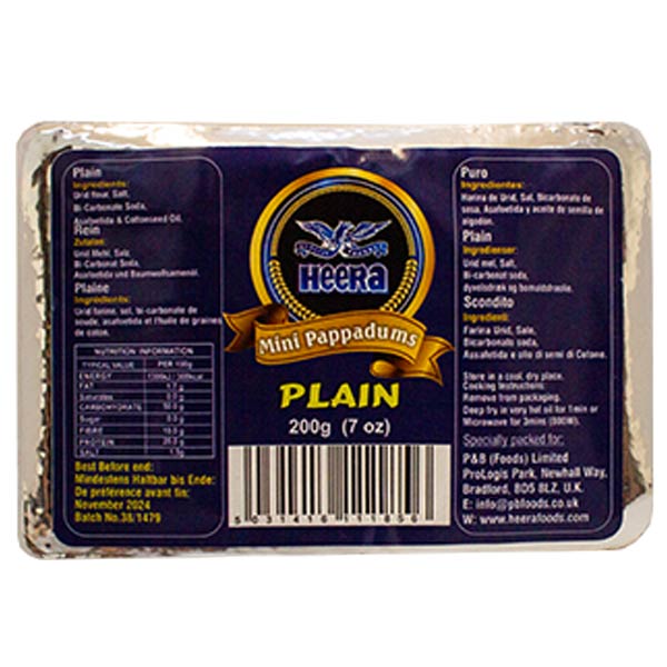 Heera Mini Pappadums Plain 200g @SaveCo Online Ltd