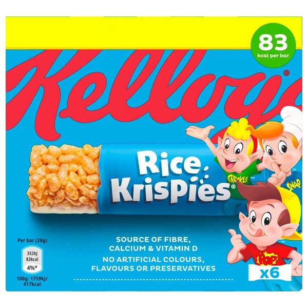 Kelloggs Rice Krispies 6 Bars 120g @SaveCo Online Ltd