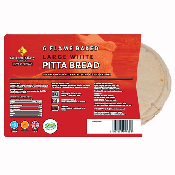 Leicester Bakery White Pitta Bread MULTI-BUY OFFER 2 For £1.60