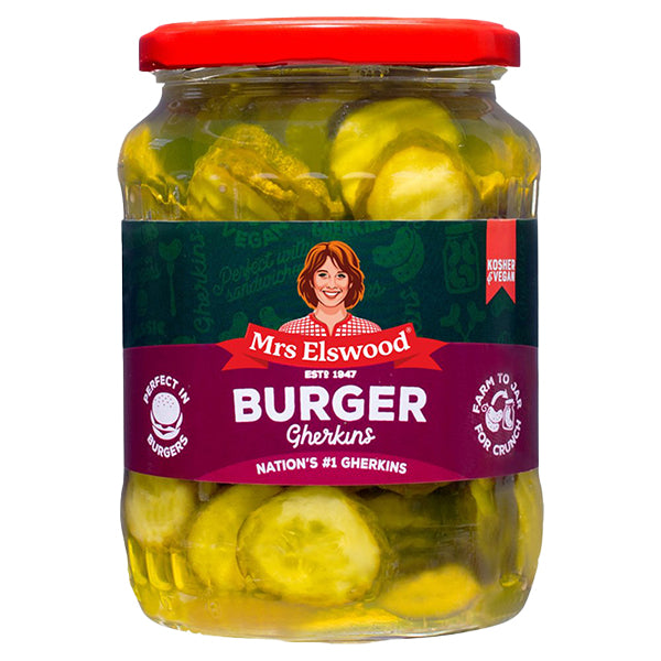 Mrs Elswood Burger Gherkins 670g @SaveCo Online Ltd