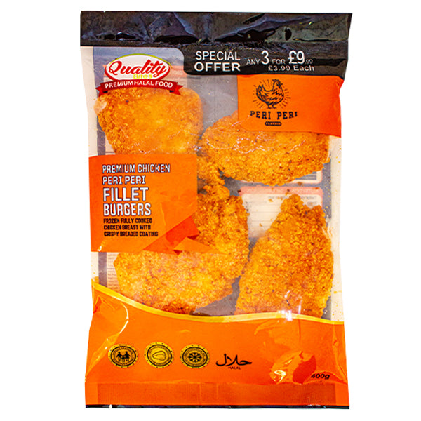 Quality Bites Peri Peri Fillet Burgers 400g @SaveCo Online Ltd