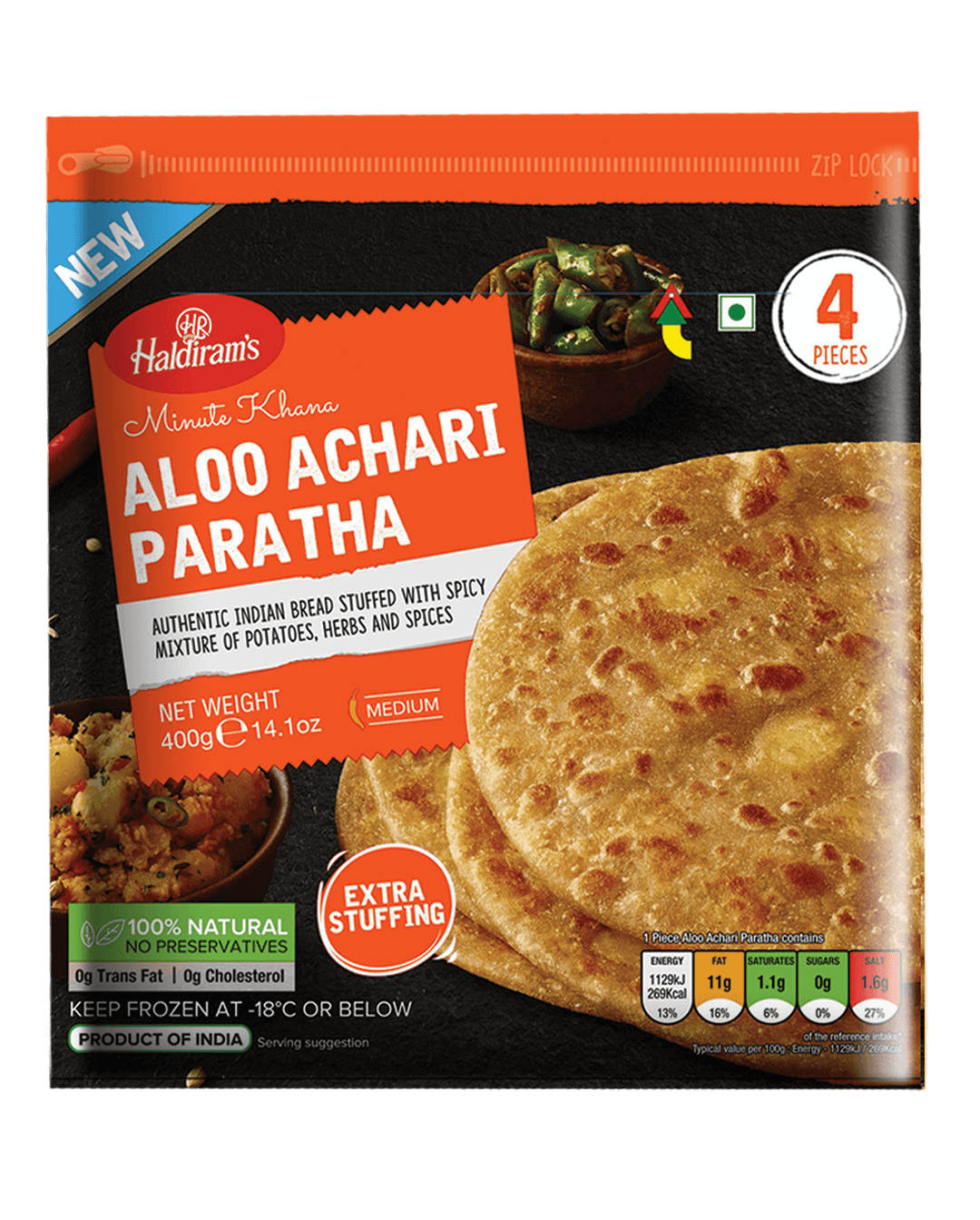 Haldiram's Aloo Achari Paratha 4Pk 400g @SaveCo Online Ltd