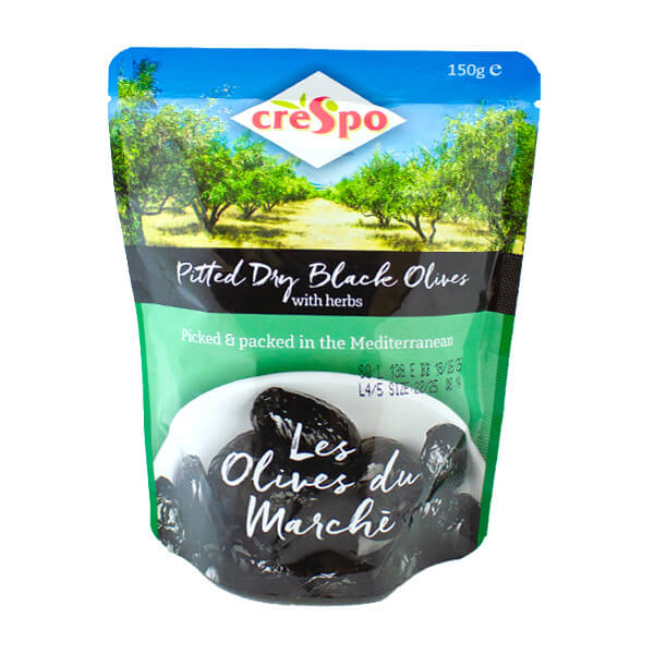 Crespo Pitted Dry Black Olives 150g   @SaveCo Online Ltd