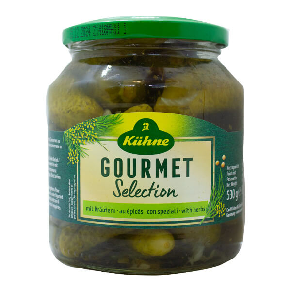 Kuhne Gourmet Selection Gherki With Herbs 530g @SaveCo Online Ltd