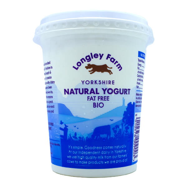 Longley Farm Natural Yogurt Fat Free Bio 450g @SaveCo Online Ltd
