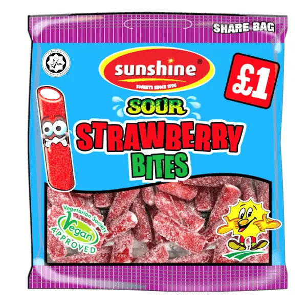 Sunshine Sour Strawberry Bites 120g @SaveCo Online Ltd