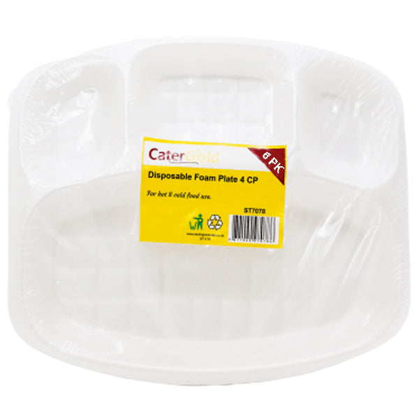 Cater Gold Four Compartment Disposable Foam Plates - 6pk @SaveCo Online Ltd