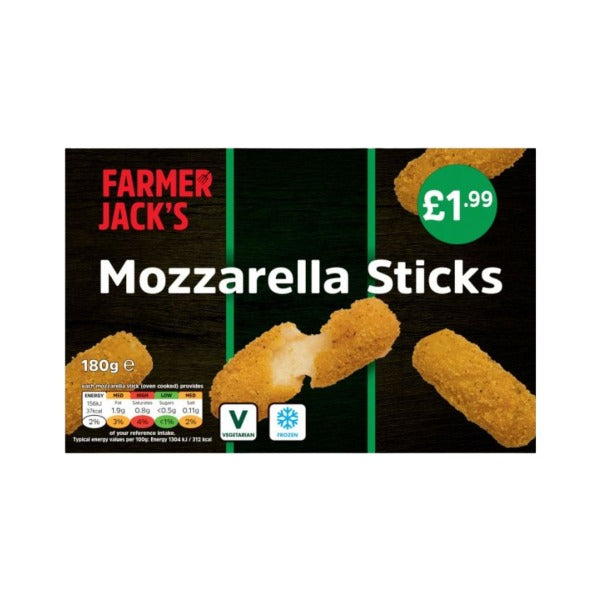 Farmer Jack's Mozzarella Sticks 180g (10 Pack) @SaveCo Online Ltd