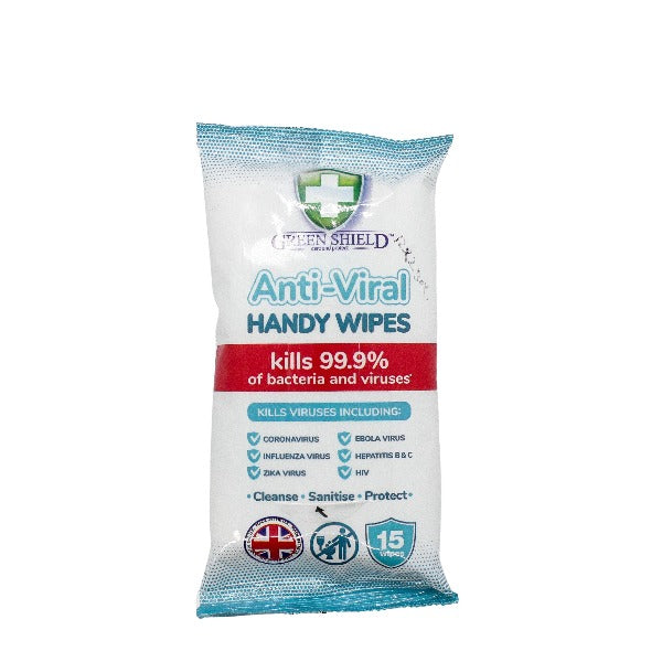 Greenshield anti-viral handy wipes 15 Wipes - SaveCo Online Ltd