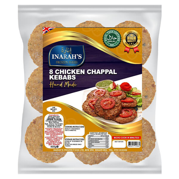 Inarah's 8 Chicken Chappal Kebabs 400g @ SaveCo Online Ltd