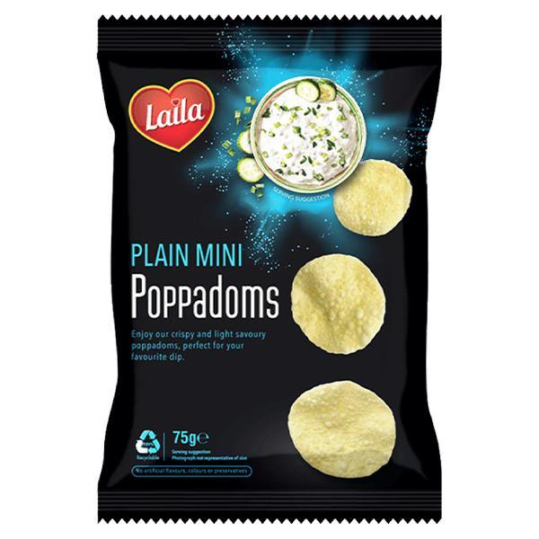 Laila mini Plain Popadoms 75g SaveCo Online Ltd