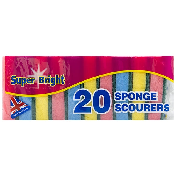 Super Bright 20 Sponge Scourers @SaveCo Online Ltd