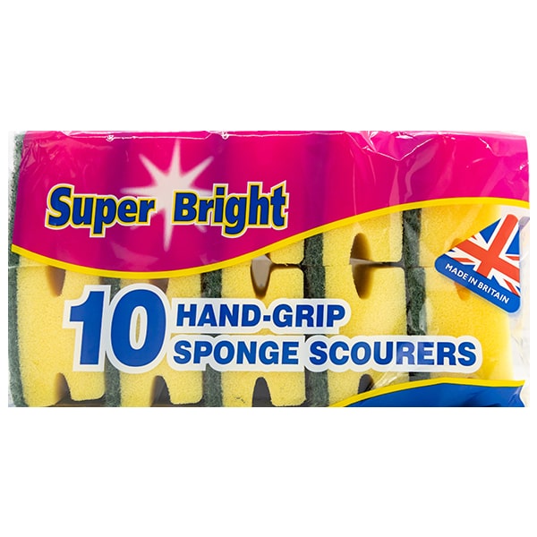 Super Bright 10 Hand-Grip Scourers @SaveCo Online Ltd