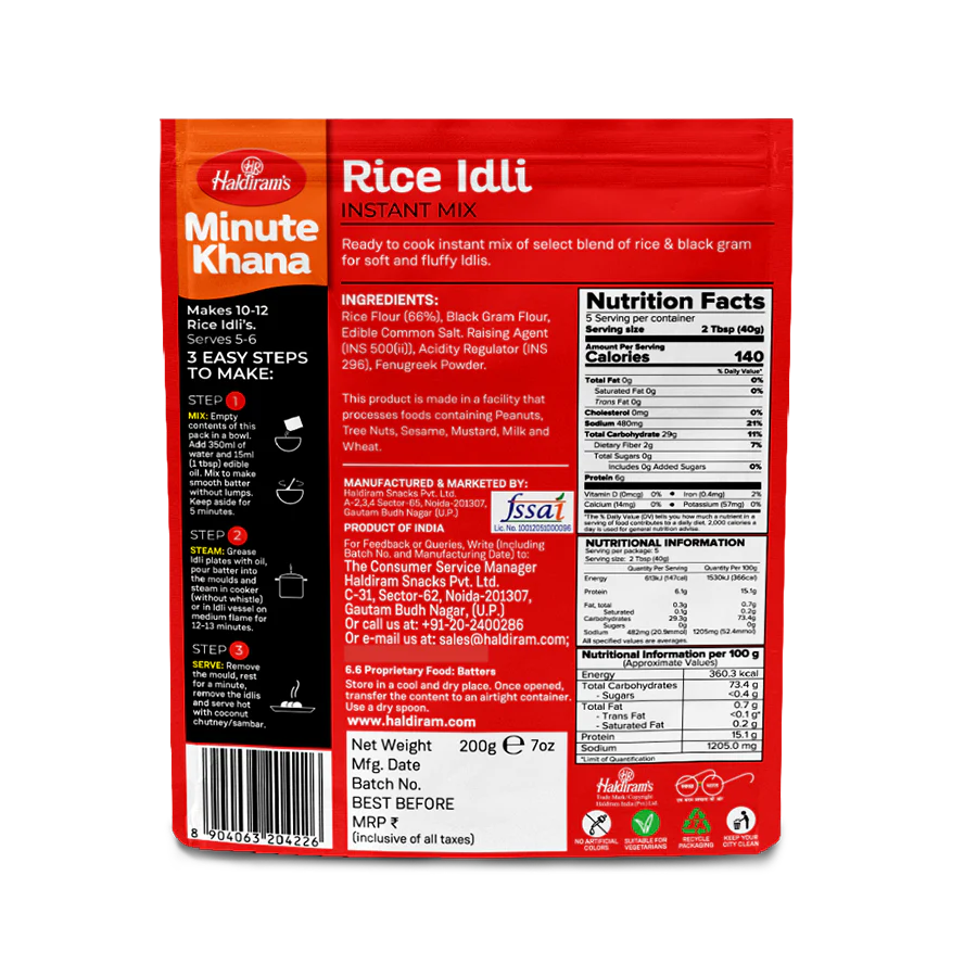 Haldiram's Rice Idli Mix 200g @SaveCo Online Ltd