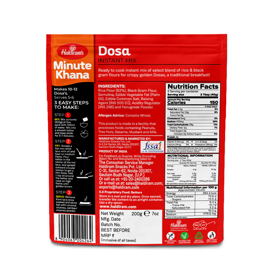 Haldiram's Dosa Mix 200g @SaveCo Online Ltd 