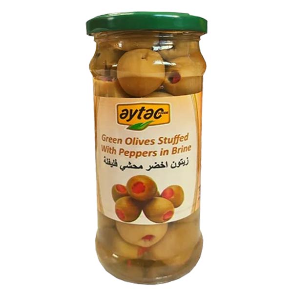 Aytac Green Olives Stuffed With Pepper In Brine 370ml @SaveCo Online Ltd