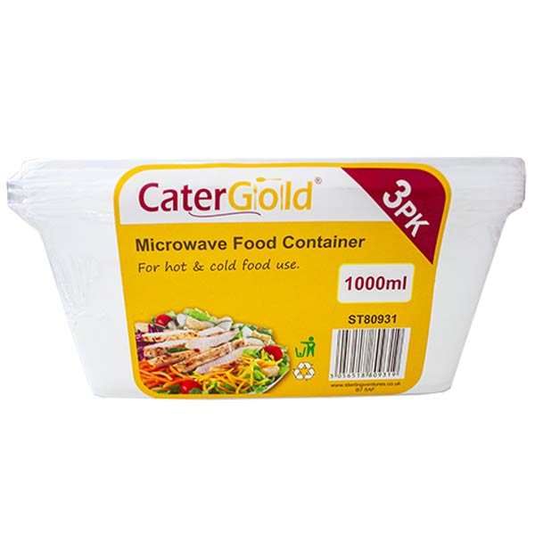 Cater Gold 1000ml Microwave Food Container 3pk @SaveCo Online Ltd