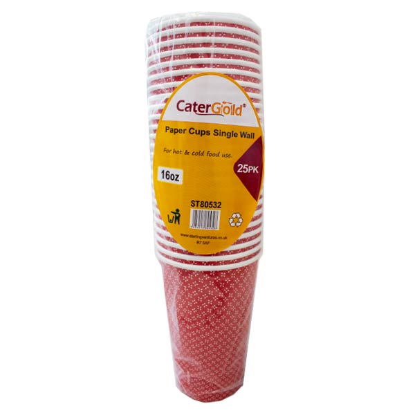 Cater Gold Paper Cups 16oz 25pk @SaveCo Online Ltd
