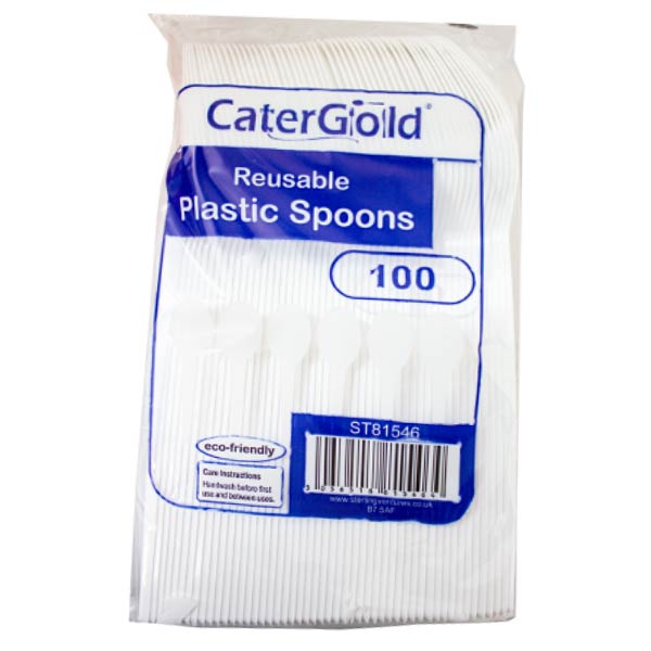 Catergold Reuseable Plastic Spoons 100pk @SaveCo Online Ltd
