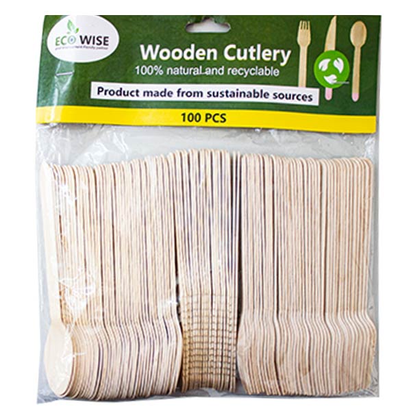 Eco Wise Wooden Cutlery 100pcs @SaveCo Online Ltd
