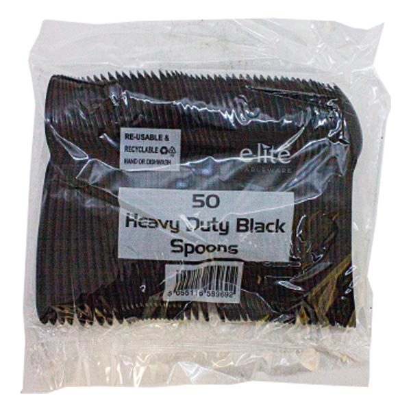 Elite Heavy Duty 50 Black Spoons @SaveCo Online Ltd