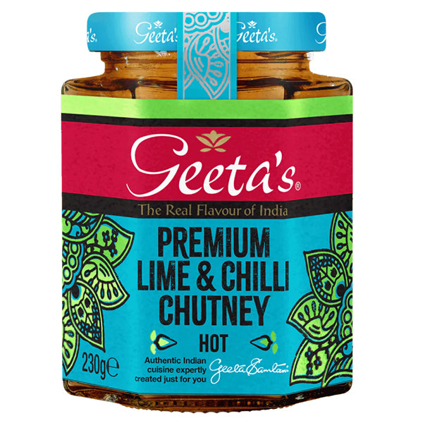 Geeta's Lime & Chilli Chutney Hot 230g @SaveCo Online Ltd