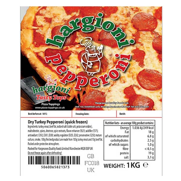 Hargioni Pepperoni Pizza Topping 1Kg @SaveCo Online Ltd