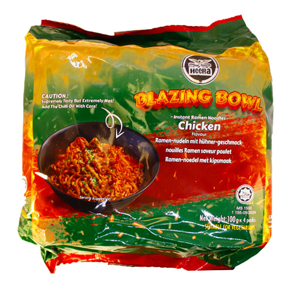 Heera Blazing Bowl Instant Ramen Noodles Chicken Flavour 4 Pk @SaveCo Online Ltd