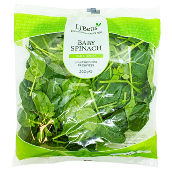 LJ Betts Baby Spinach 200g @SaveCo Online Ltd