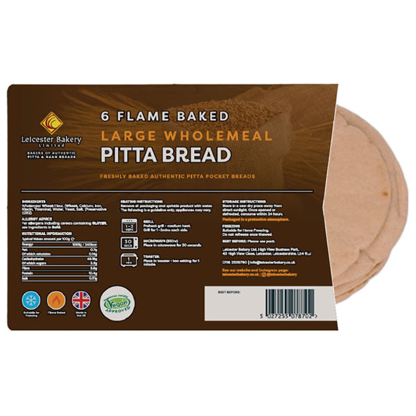 Leicester Bakery Wholemeal Pitta Bread MULTI-BUY OFFER 2 For £1.60