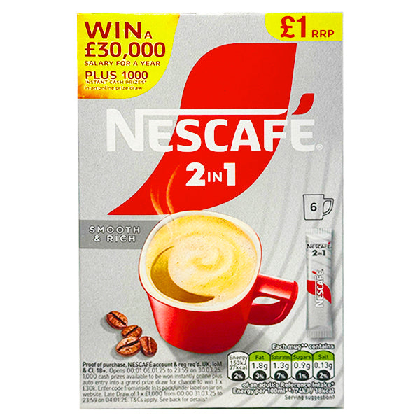 Nescafé 2 in 1 Coffee 6pk @SaveCo Online Ltd