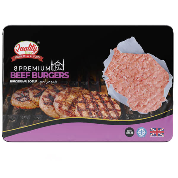 Quality Bites 8 Premium Beef Burgers MULTI-BUY OFFER 3 For £11