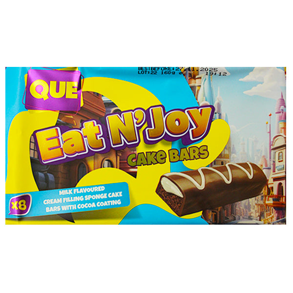 Que Eat N' Joy Milk Flavoured Cocoa Coating Cake Bars 8pk @SaveCo Online Ltd
