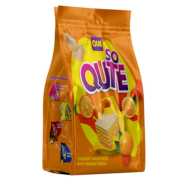 Que So Qute Crunchy Orange Cream Wafer Bites 200g @SaveCo Online Ltd