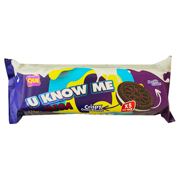 Que U Know Me Mega Crispy Cocoa Biscuits 175g @SaveCo Online Ltd