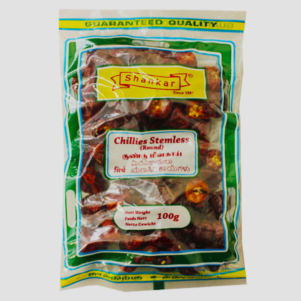 Shankar Chillies Stemless Round 100g @SaveCo Online Ltd