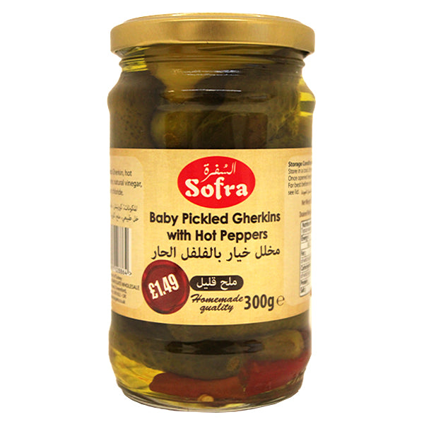 Sofra Baby Pickled Gherkins With Hot Peppers 300g @SaveCo Online Ltd