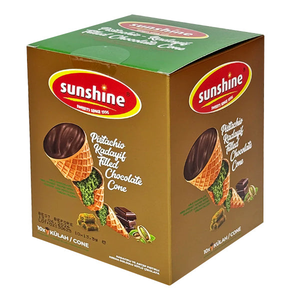 Sunshine Pistachio Kadayif Filled Chocolate Cone 10pk 
@SaveCo Online Ltd
