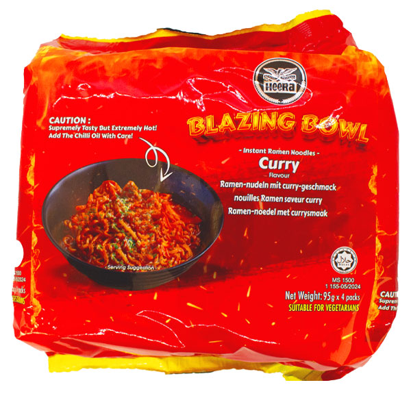 Heera Blazing Bowl Instant Ramen Noodles Curry Flavour 4 Pk @SaveCo Online Ltd