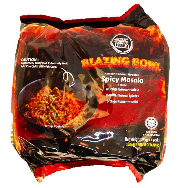 Heera Blazing Bowl InstantRamen Noodles Spicy Masala Flavour 4 Pk @SaveCo Online Ltd