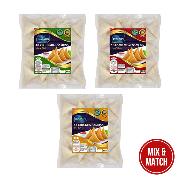 Inarah's Samosas 18s Mix&Match OFFER 3 for £12