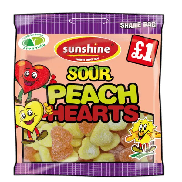 Sunshine Sour Peach Hearts 120g @SaveCo Online Ltd